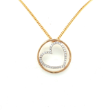 Yellow Gold Charm Necklace with Heart-Shaped Diamond Pendant