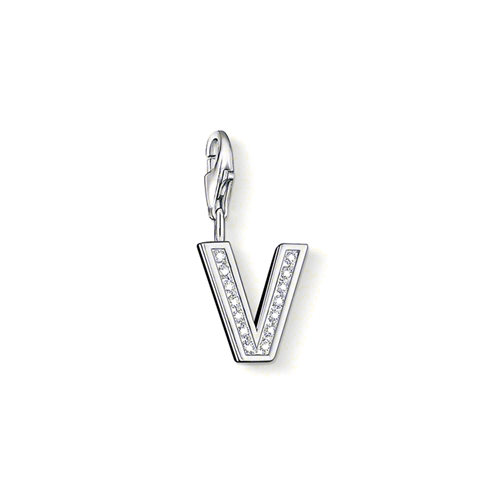 Thomas Sabo Charm Club Cubic Zirconia Letter 'V' Charm