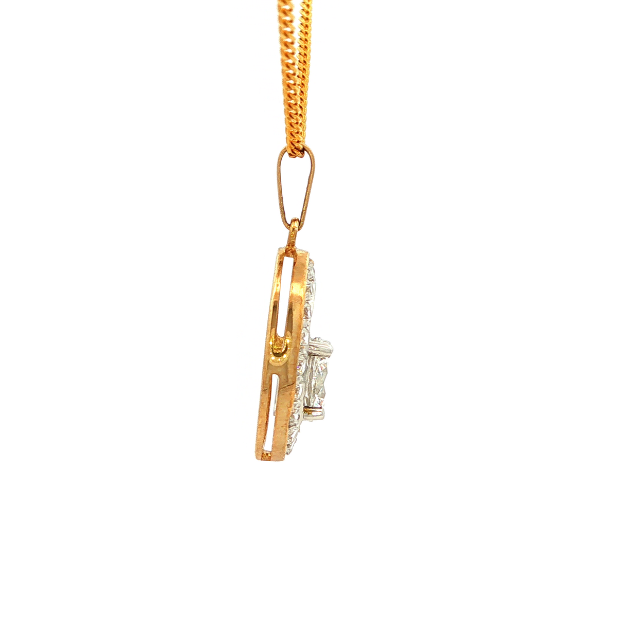 Oval Cut Cubic Zirconia Pendant in Yellow Gold