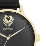OOZOO Vintage Gold Watch with Black Leather Strap