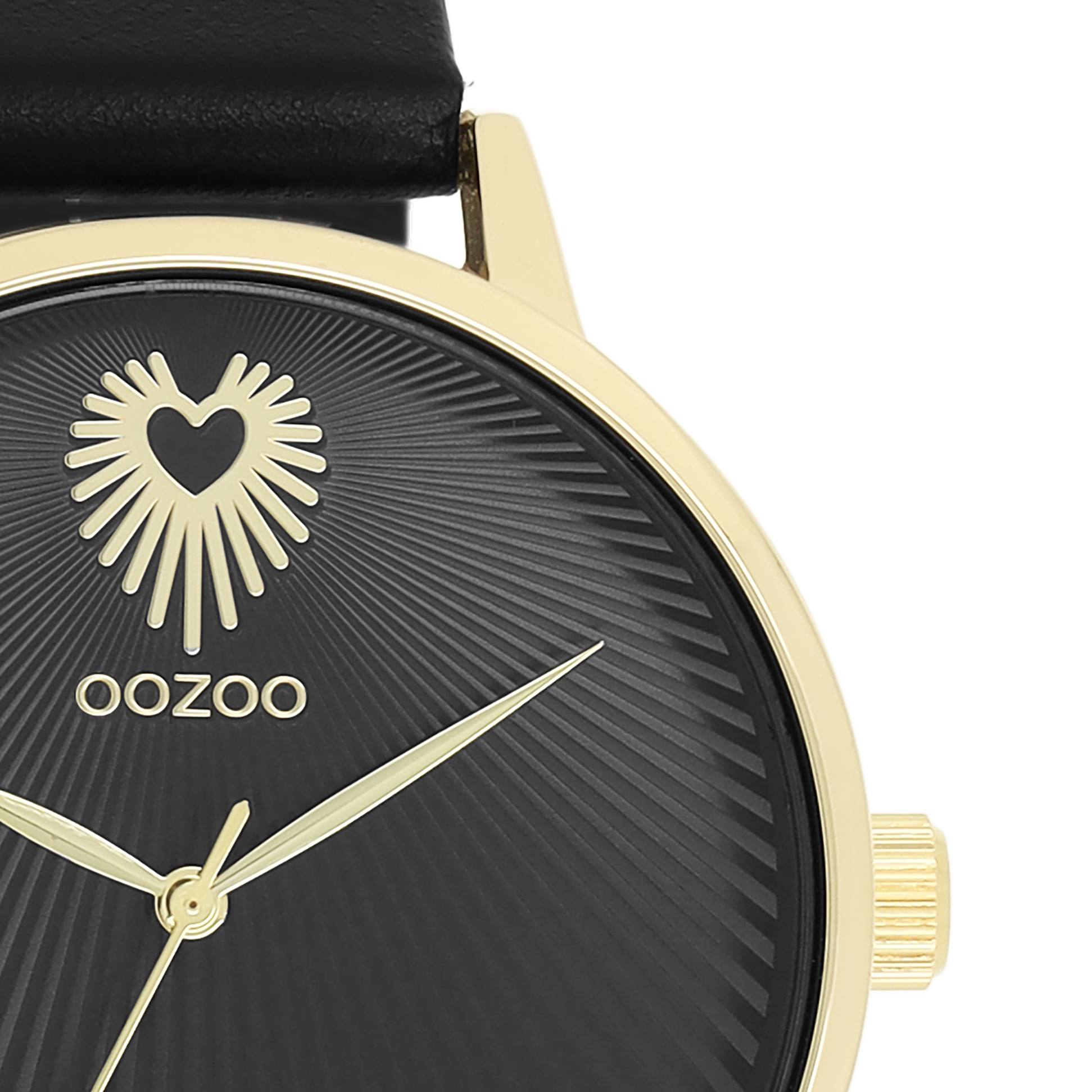 OOZOO Vintage Gold Watch with Black Leather Strap