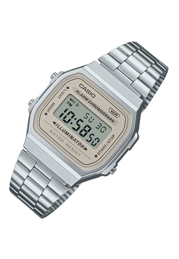 Casio A168WA-8A Digital Stainless Steel Strap Watch