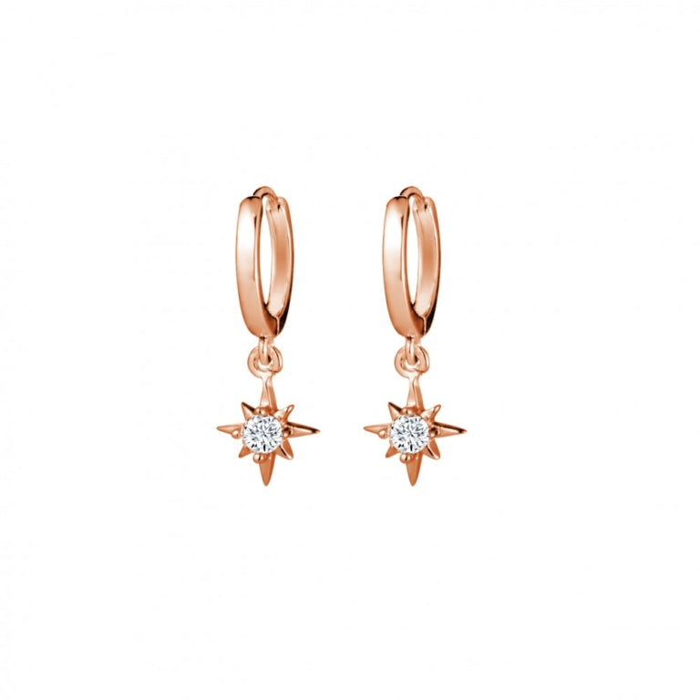Sterling Silver Huggie Earring with CZ Star Charm