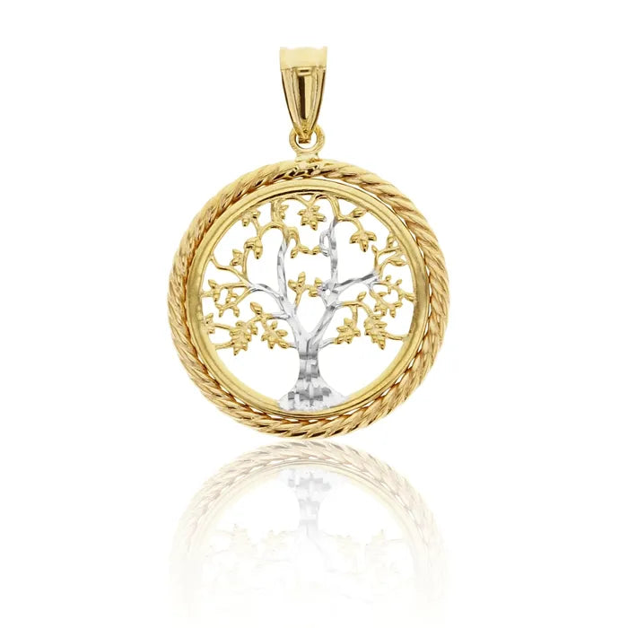 Yellow and White Gold Tree of Life Pendant