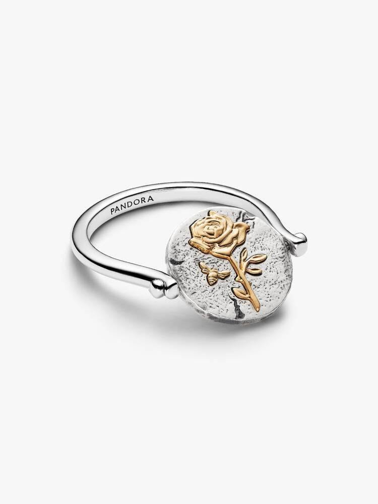 Rose sterling silver and 14k gold-plated spinnable ring
