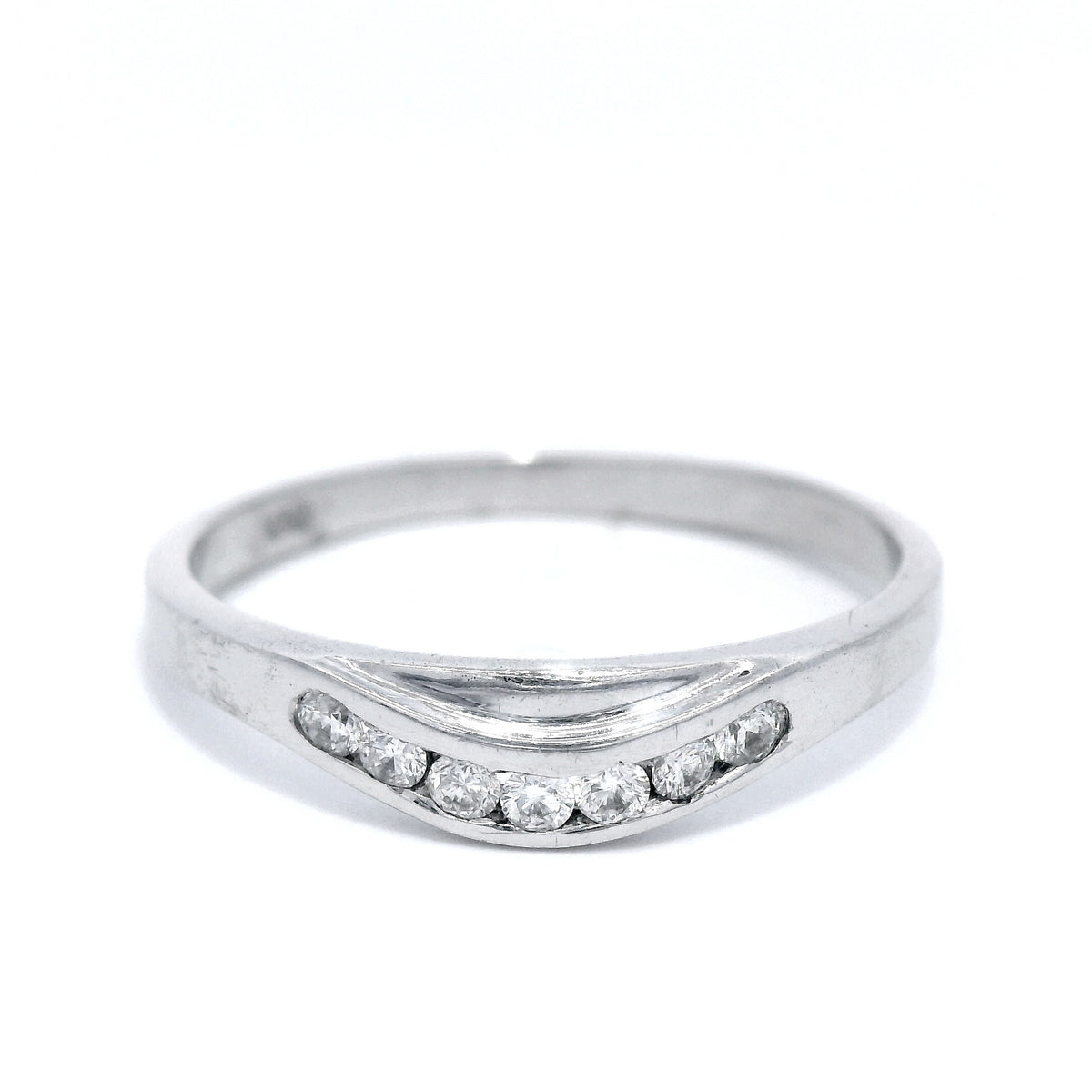 Curved Channel Diamond Eternity Ring in White Gold