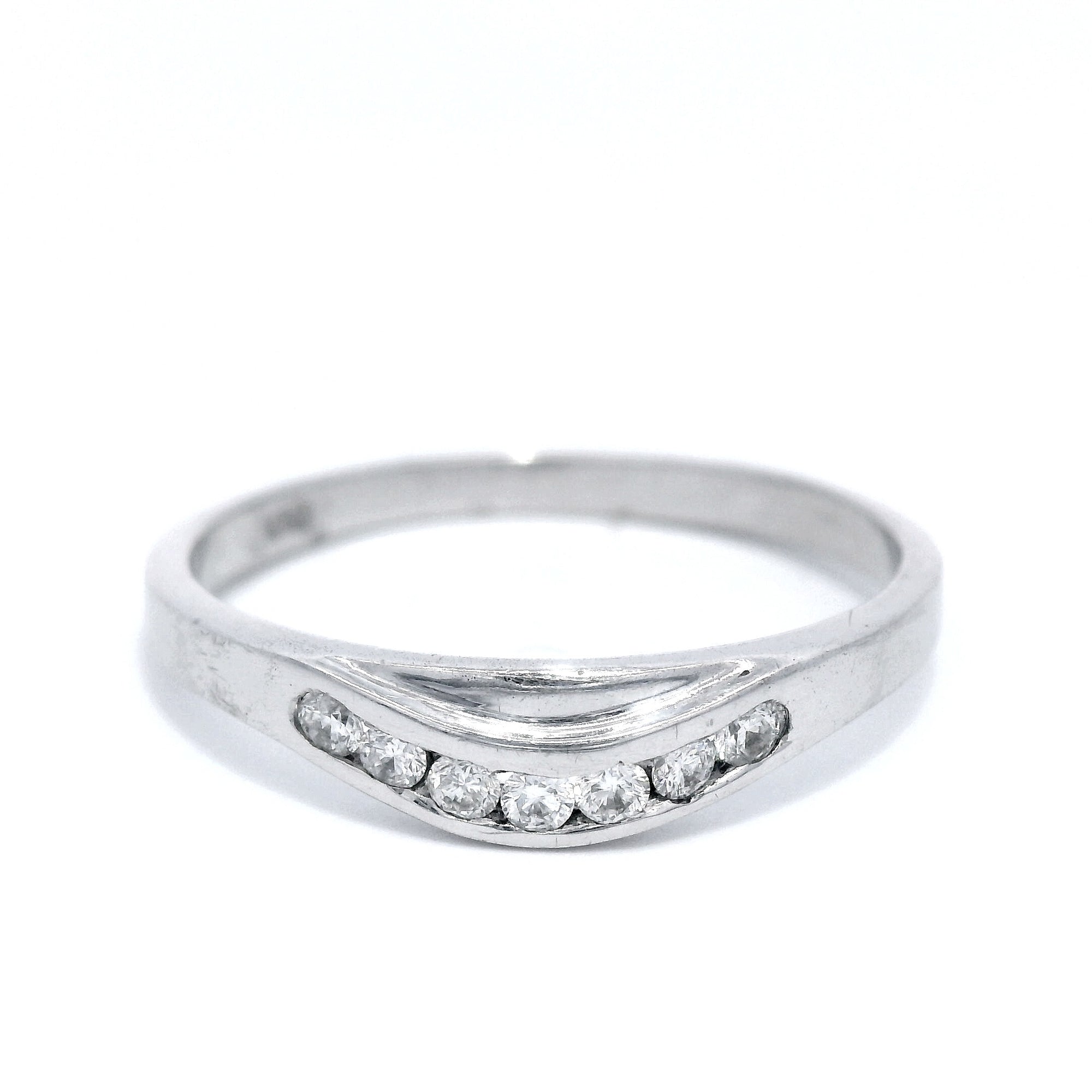 Curved Channel Diamond Eternity Ring in White Gold
