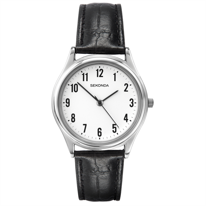 Sekonda White Dial Leather Strap Mens Watch