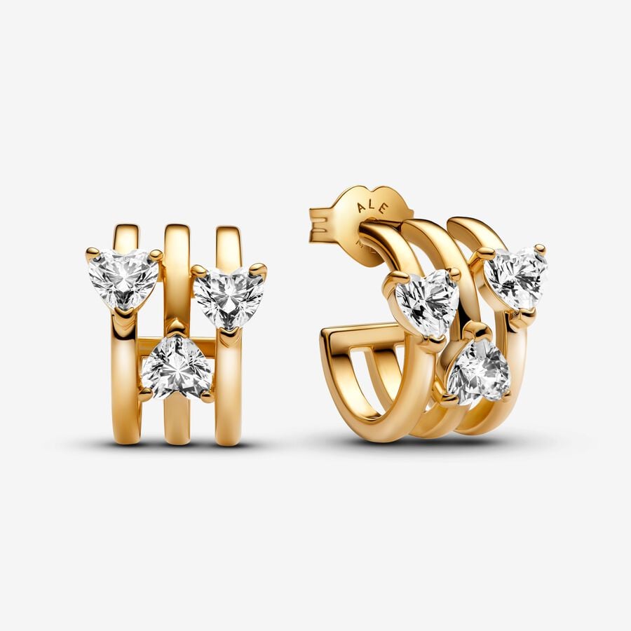 Triple Heart Hoop Earrings
