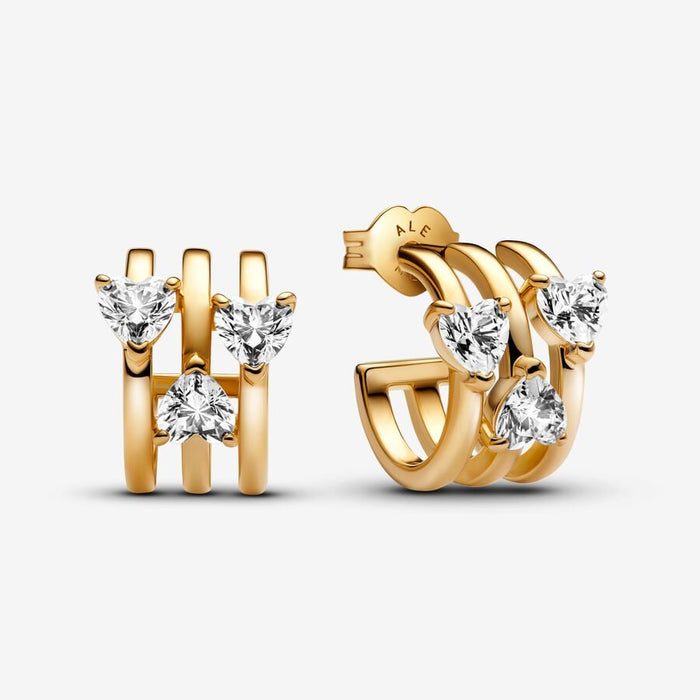 Triple Heart Hoop Earrings