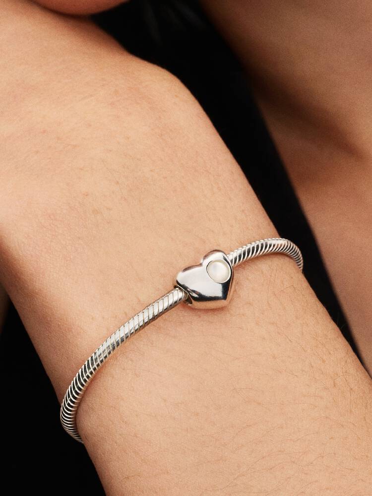 Pandora Engravable White Stone Heart Charm