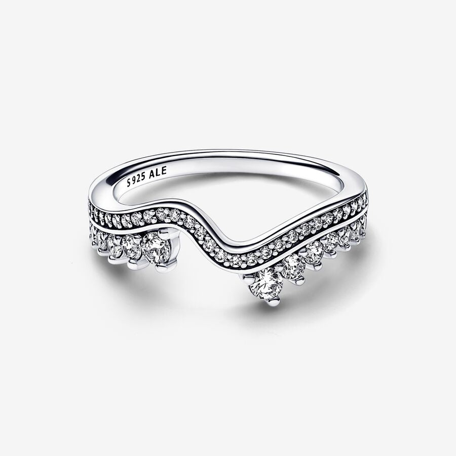 Pandora FINAL SALE - Sparkling Asymmetric Wave Ring
