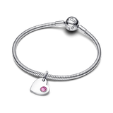 Pandora Engravable Heart Pink Stone Dangle Charm