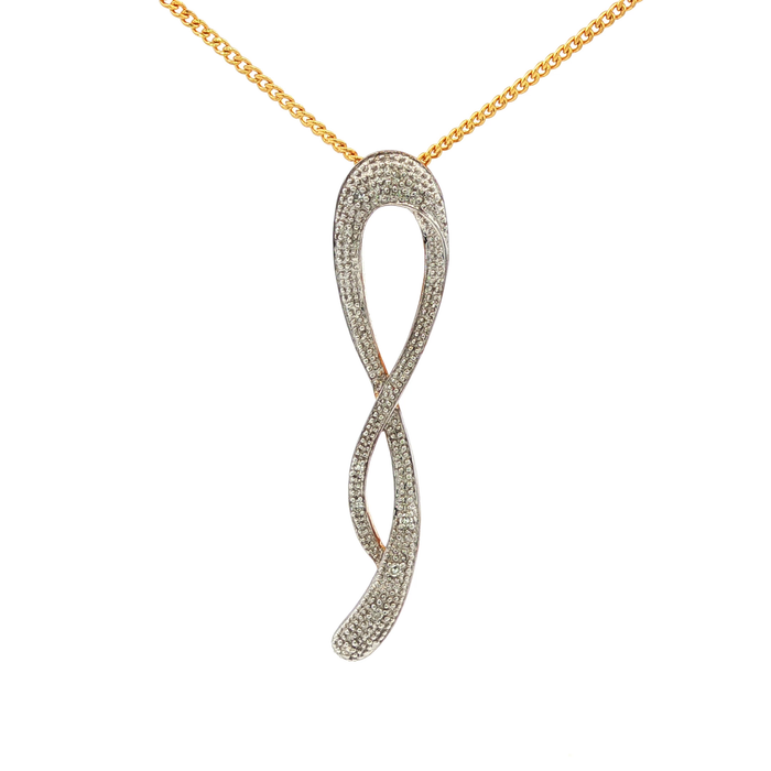 Yellow Gold Charm Necklace with Round Brilliant Cut Diamonds