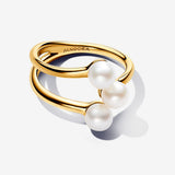 Treated Freshwater Cultured Pearl Open Ring