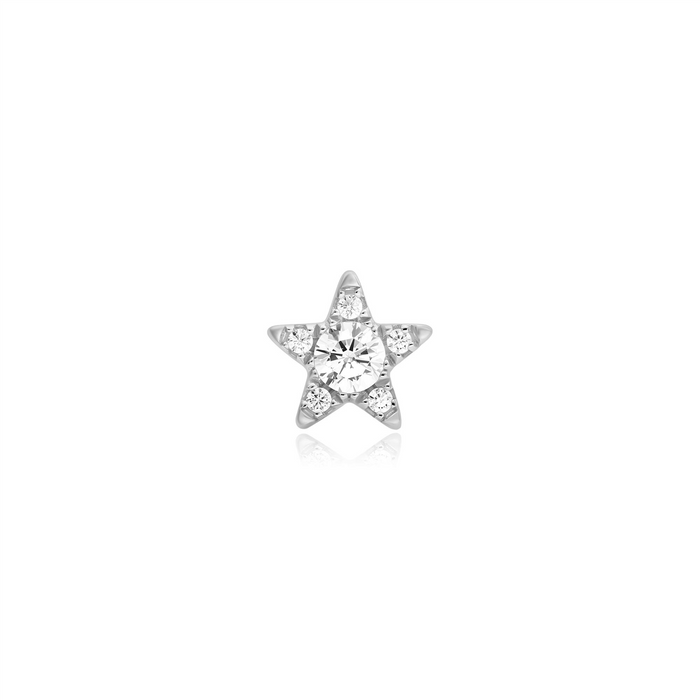 #5A EAR SIL CZ STAR SINGLE BARBELL ER
