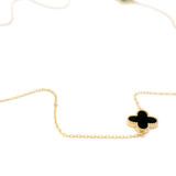 Black Onyx Clover Necklace in Yellow Gold