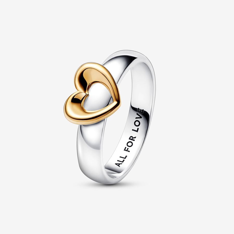 Heart sterling silver and 14k gold-plated ring