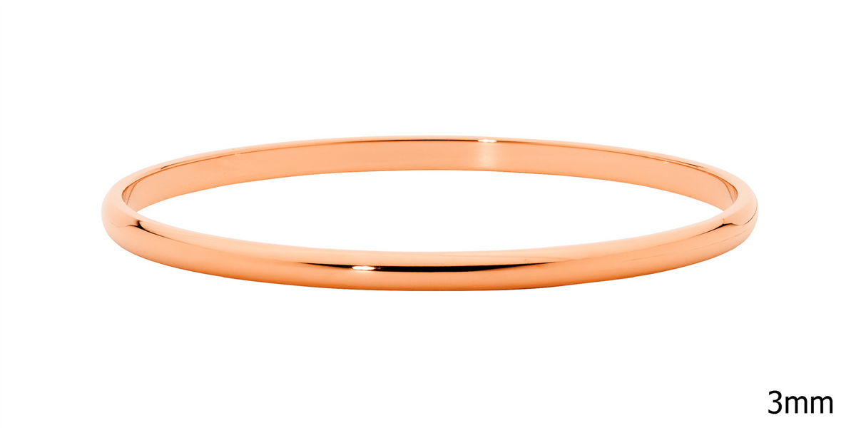 Ellani Stainless Steel Rose Gold Ip Plating 3mm Bangle
