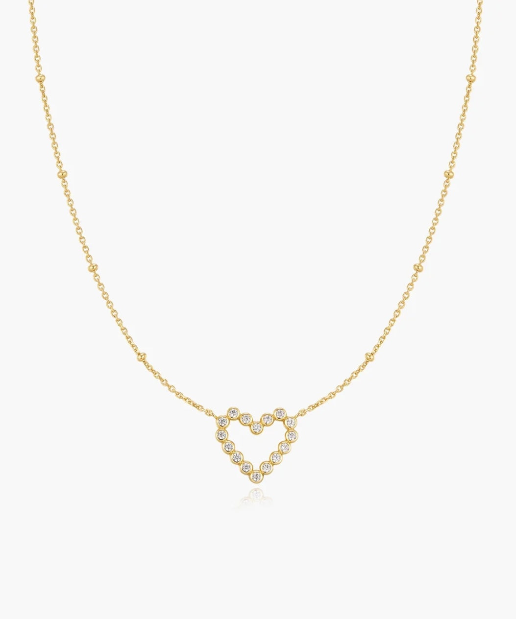 Ania Haie Gold Bezel-Set Round Open Heart Necklace