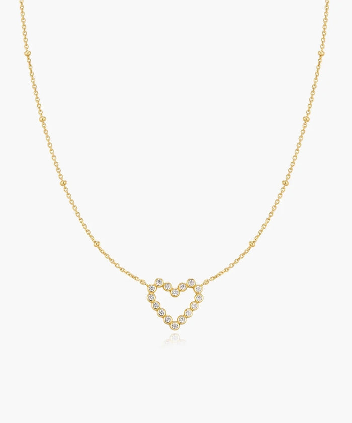 Ania Haie Gold Bezel-Set Round Open Heart Necklace
