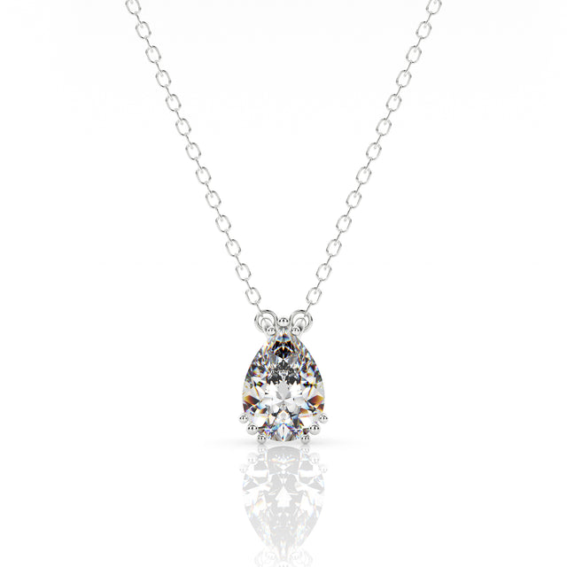 GEORGINI ELEGANT ESSENTIALS 7MM PEAR CUT HIDDEN HALO PENDANT SILVER