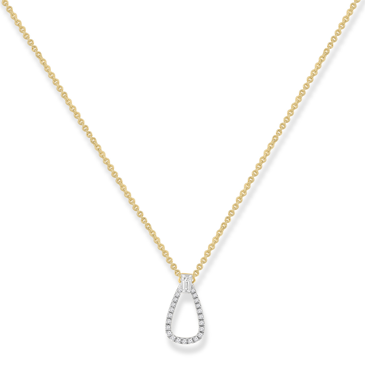 Diamond Set Teardrop Style Necklace in 9ct Gold