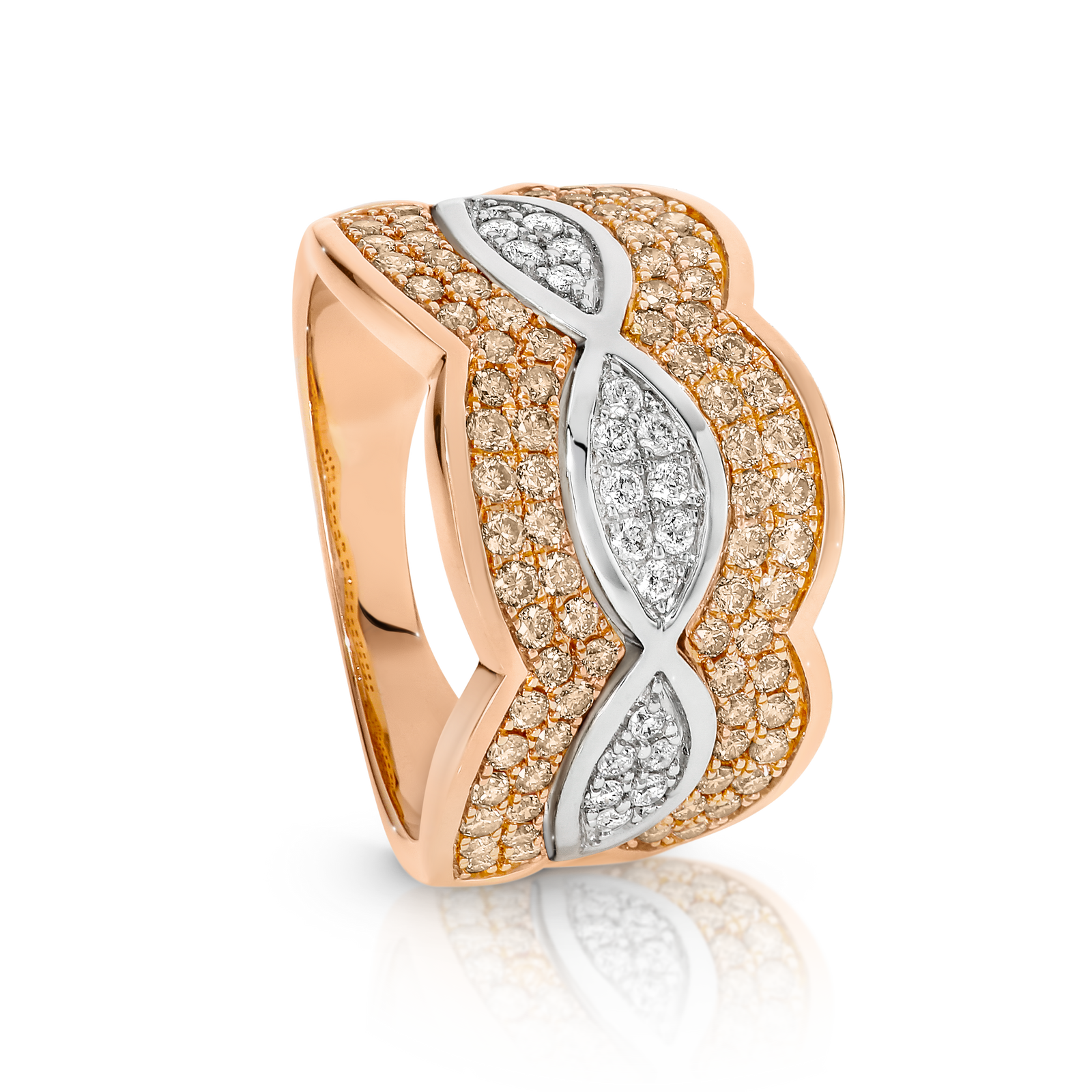 Dreamtime 9ct Rose Gold & White Gold Diamond Carcola Ring