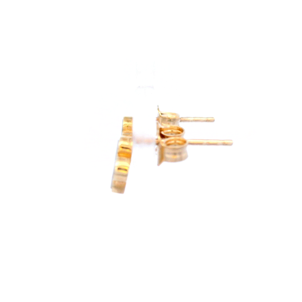 Mother Of Pearl Clover Stud Earrings In 9K Yellow Gold
