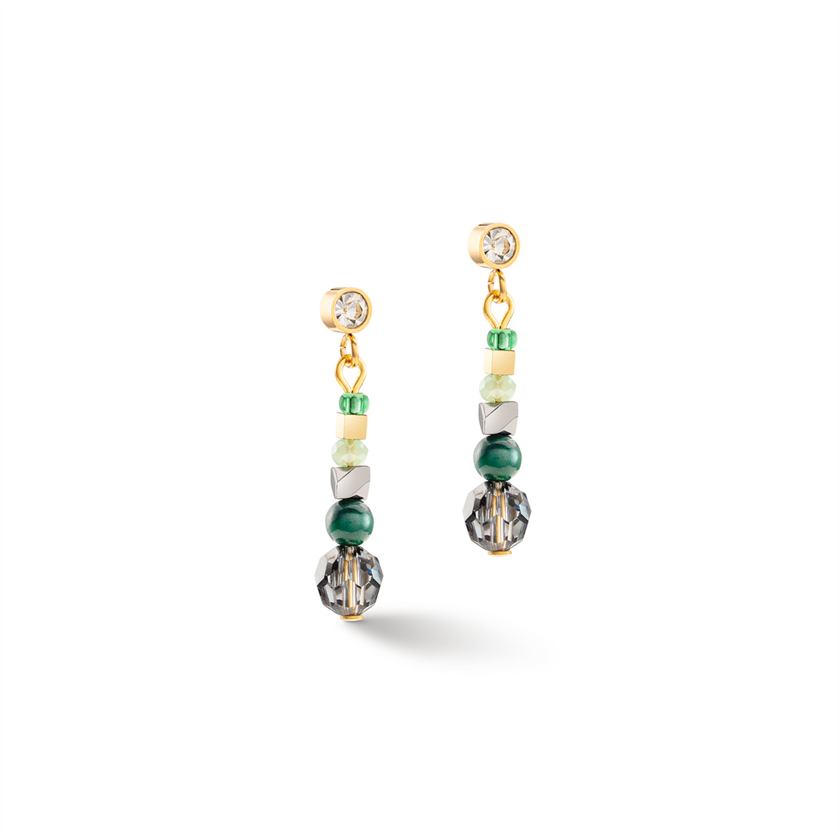 Earrings Amulet Glamorous Green Gold