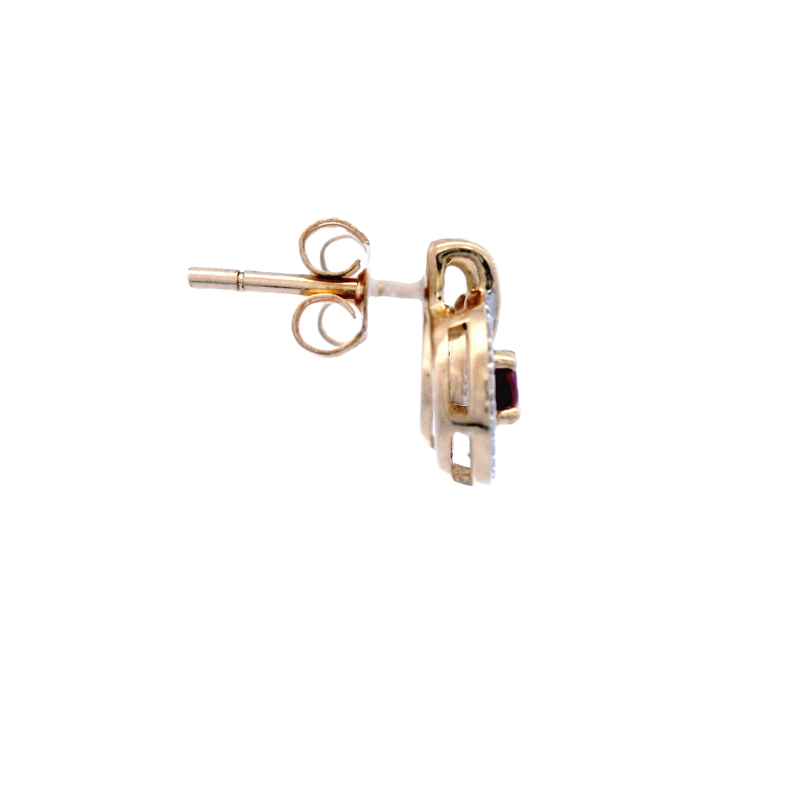 Ruby and Diamond in Yellow Gold Stud Earring