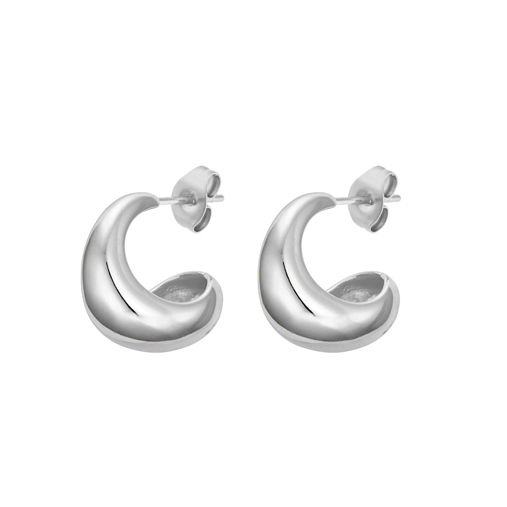 Sterling Silver Half-Hoop Open Teardrop Earrings