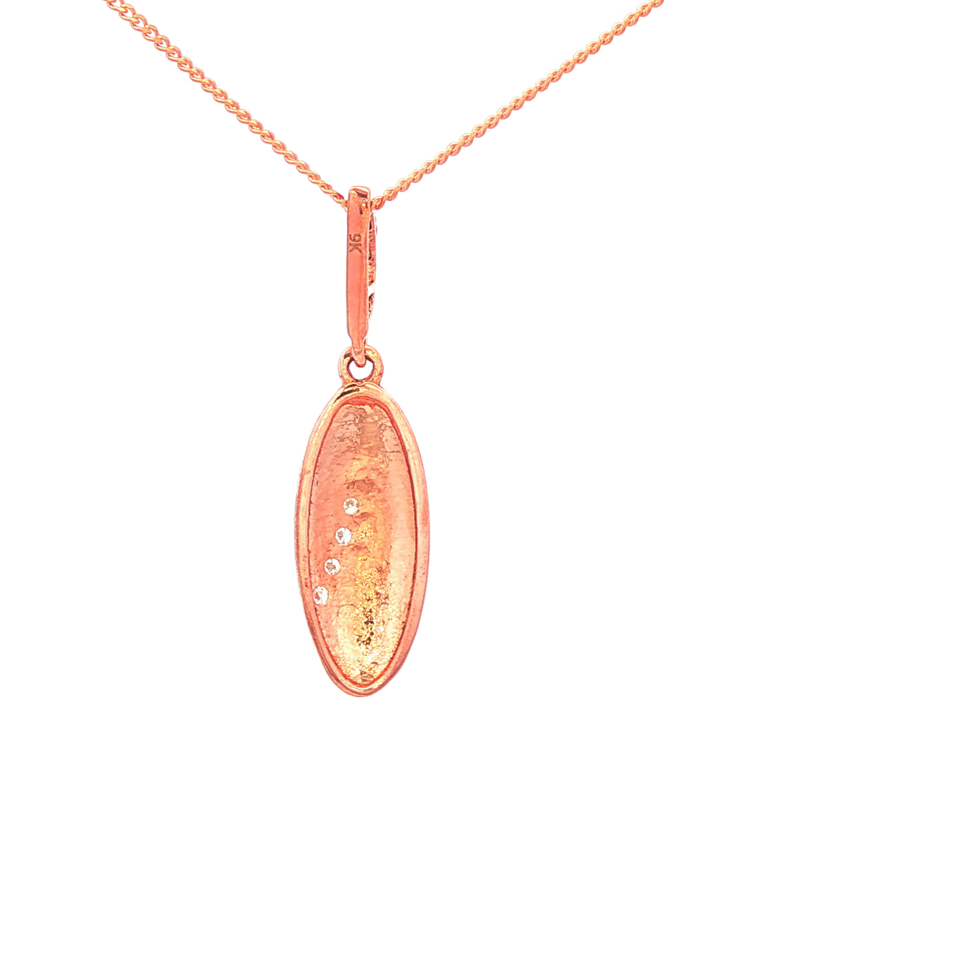 Rose Gold Charm Necklace with Round Brilliant Cut Diamond