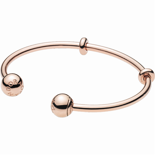 PANDORA ROSE MOMENTS OPEN BANGLE W SILICON STOPPER