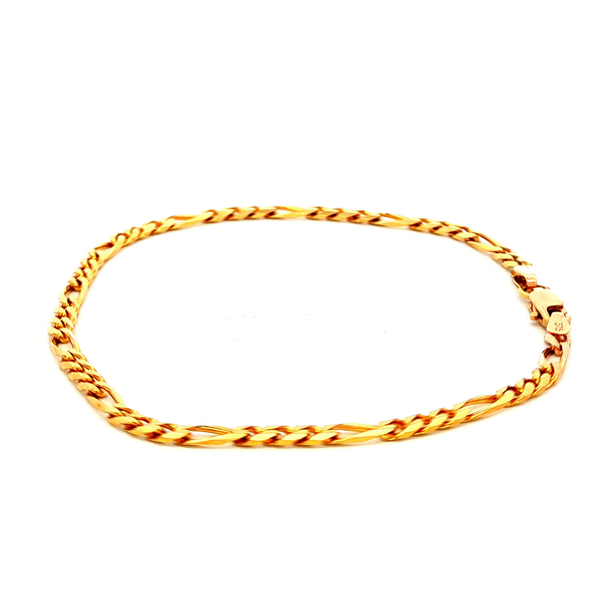 Diamond Cut Figaro Bracelet in Yellow Gold