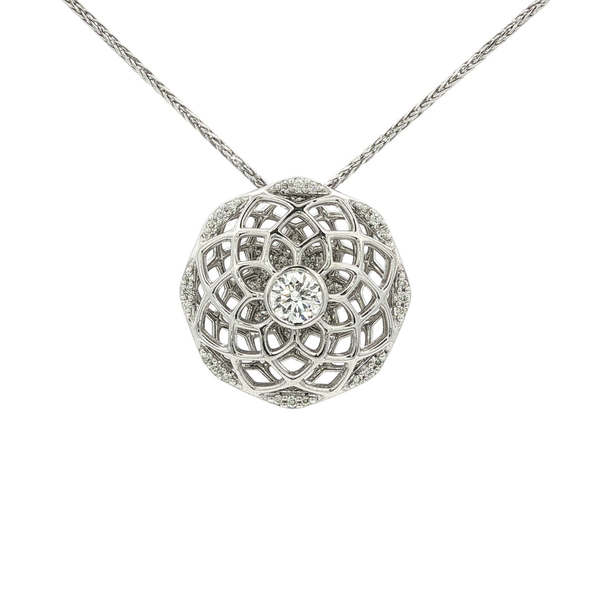 Brilliant Round-Cut Diamond Necklace in White Gold