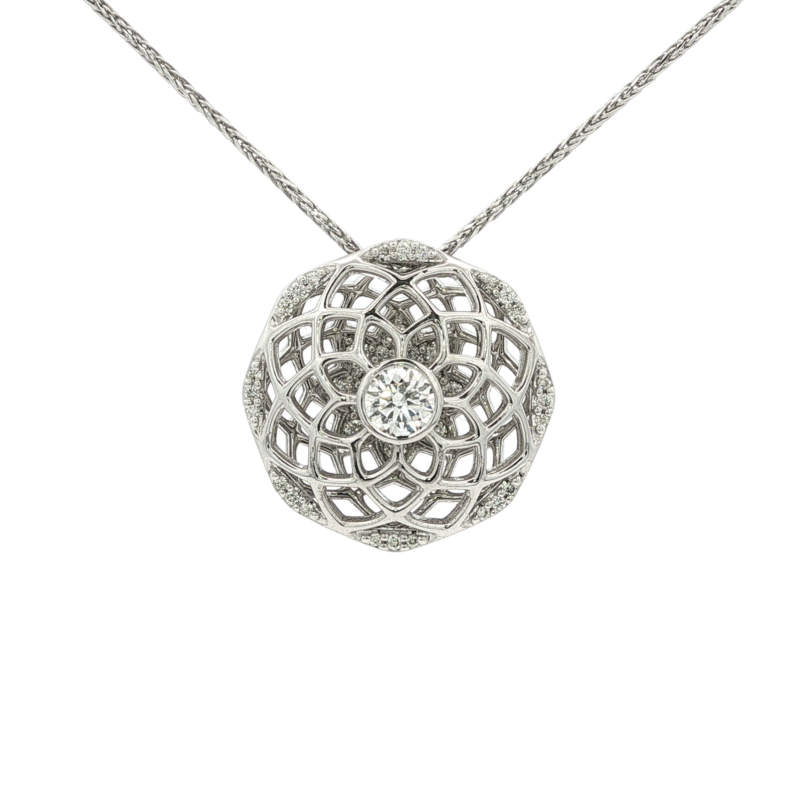 Brilliant Round-Cut Diamond Necklace in White Gold