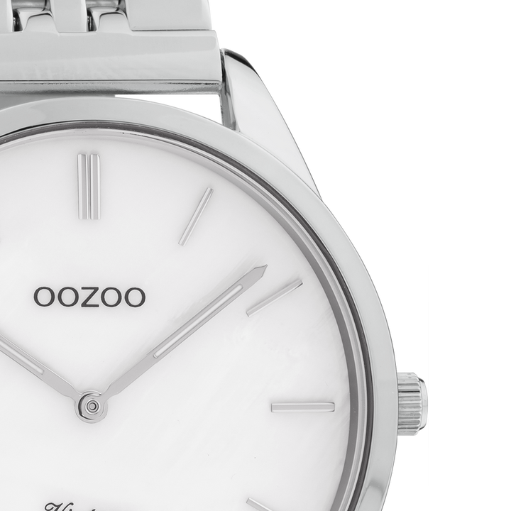 OOZOO 40mm Silver and White Watch