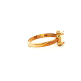 Solid Oval White Opal Ring in Yellow Gold