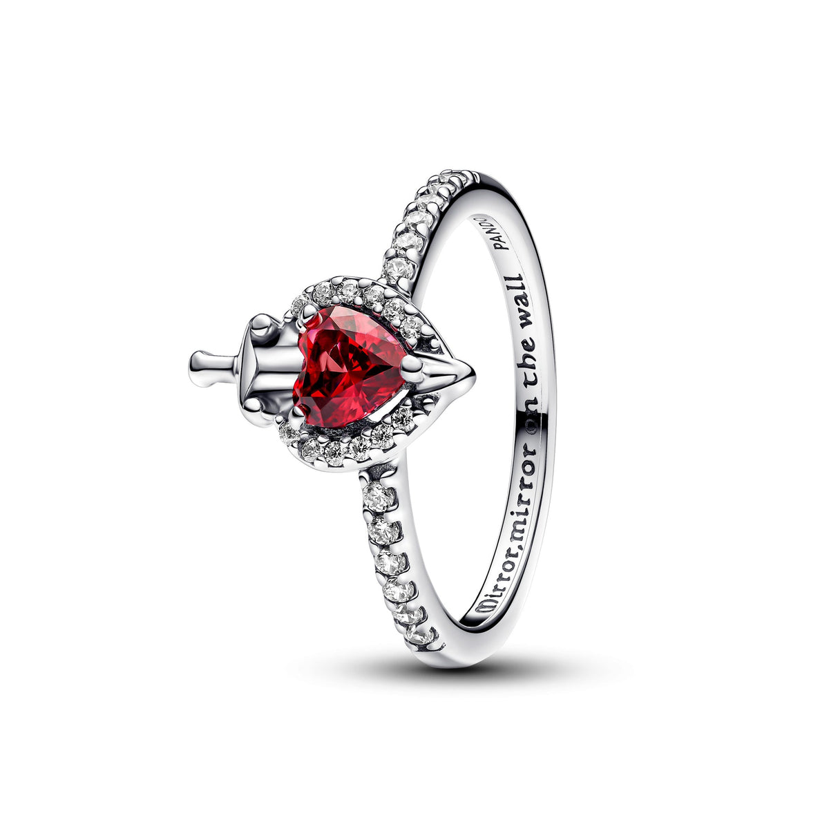 Disney Villains Evil Queen sterling silver ring with fuchsia rose crystal and clear cubic zirconia