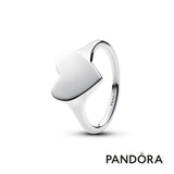 Engravable heart sterling silver ring