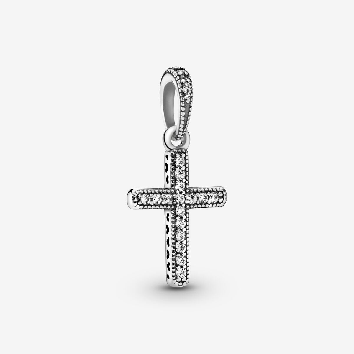 Classic Cross Silver Pendant w CZ