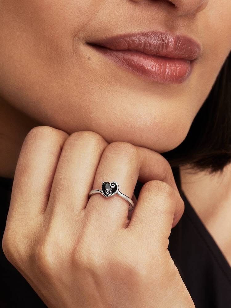 Disney Jack Skellington sterling silver ring with black crystal