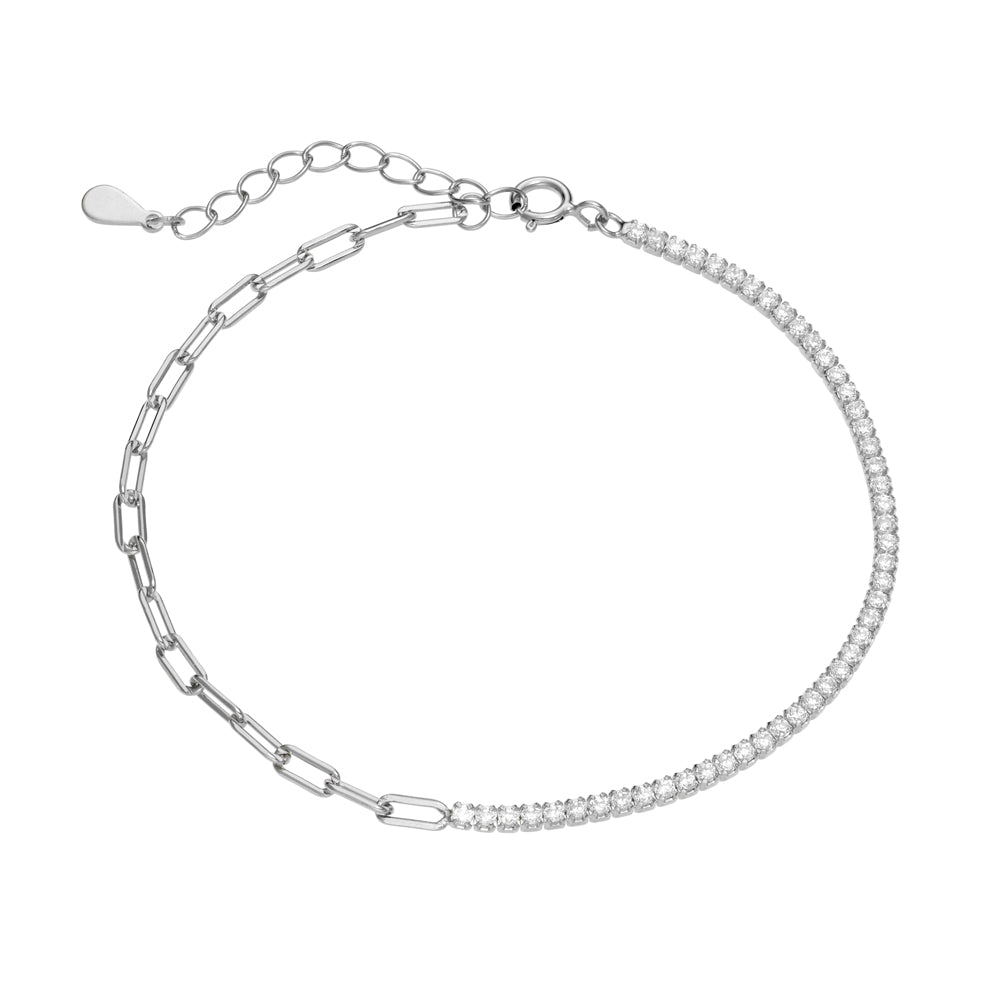 DPI Half/Half Paperclip Tennis Bracelet