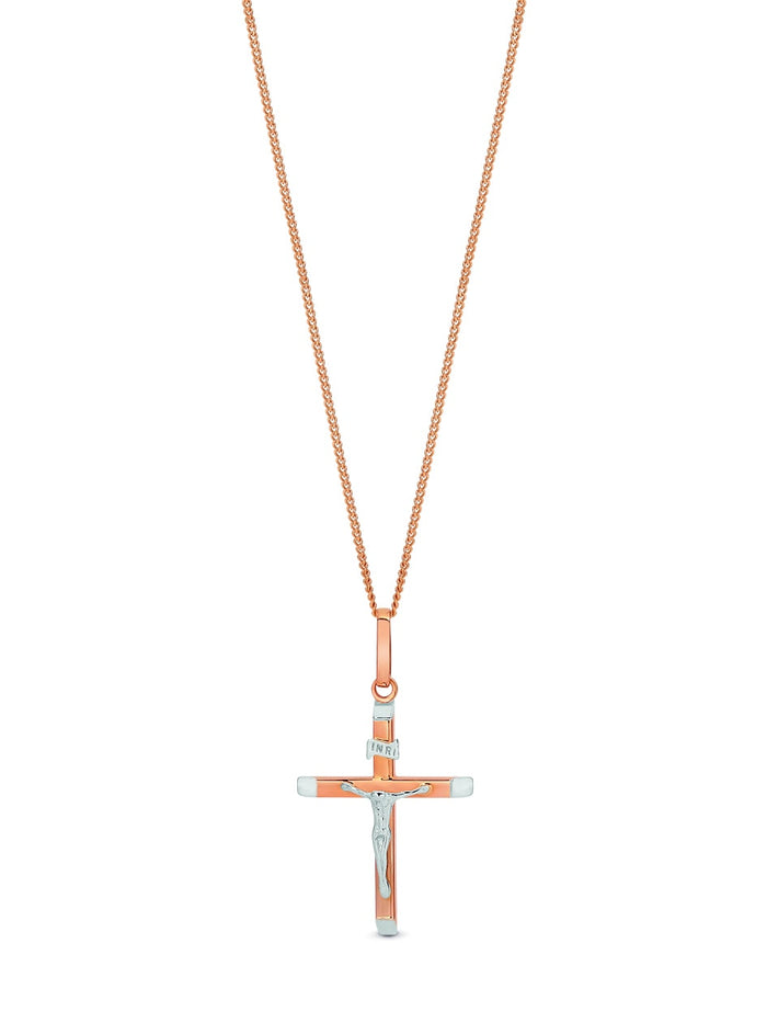 Rose And White Gold Crucifix Pendant