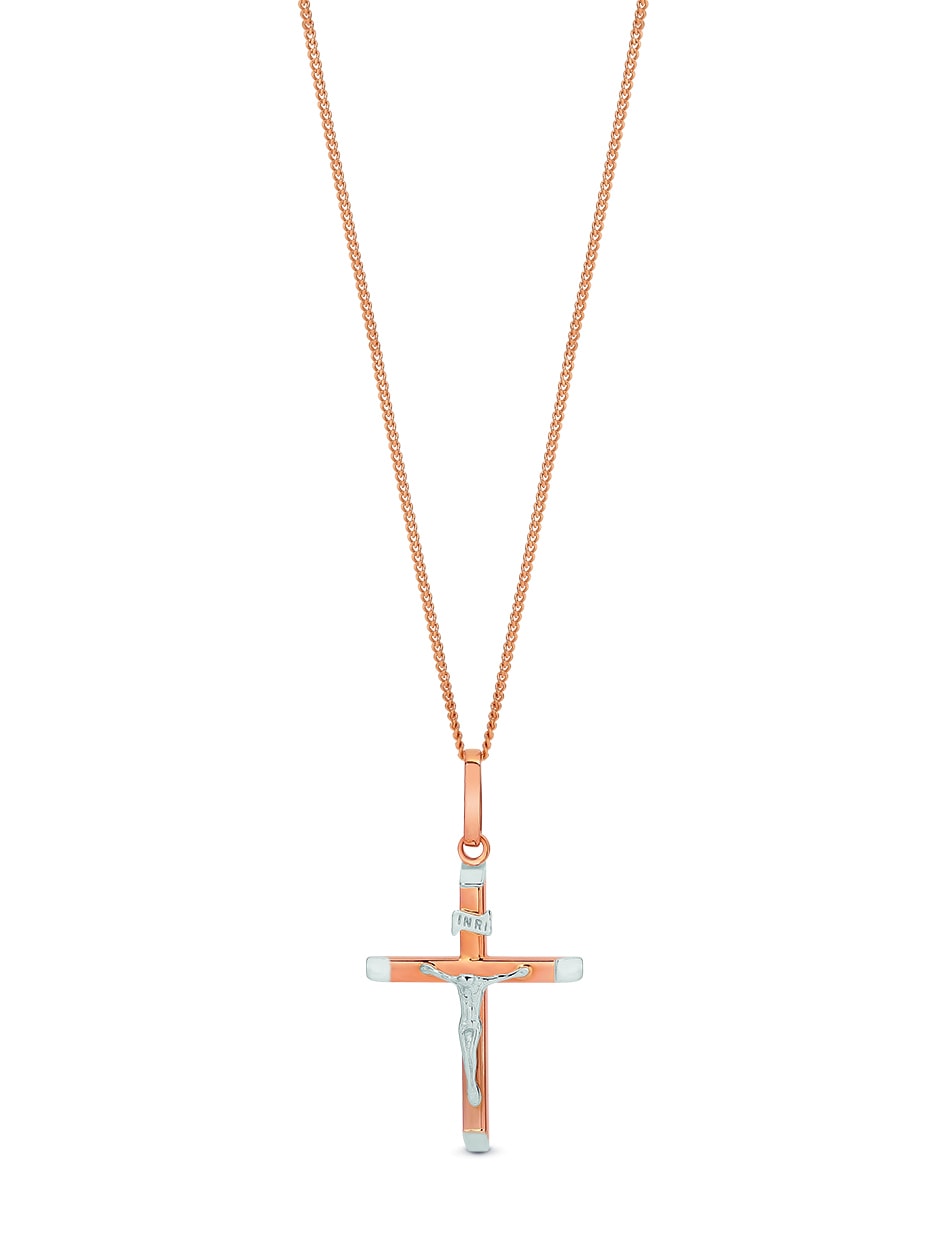 Rose And White Gold Crucifix Pendant