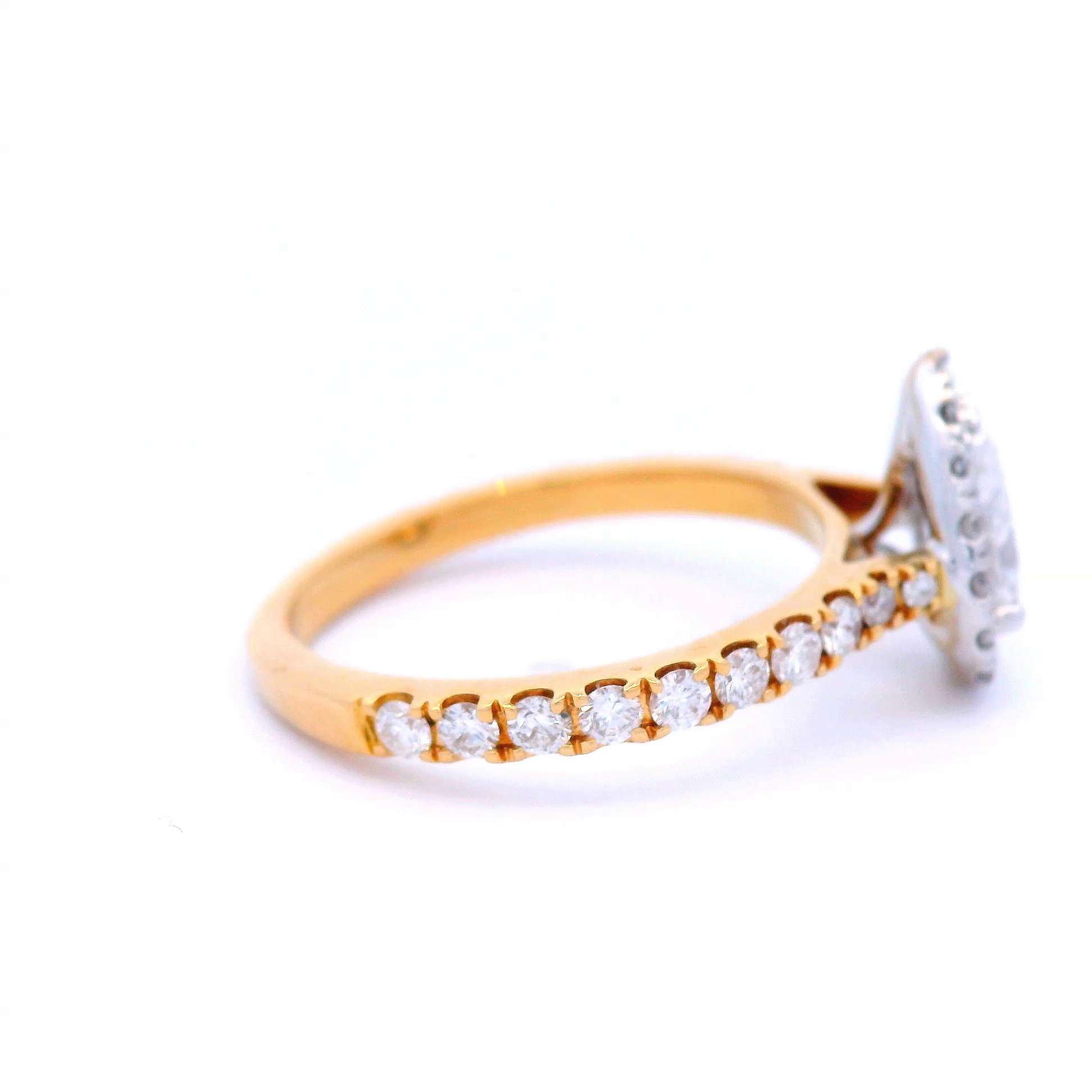 Halo Set Pear Engagement Ring Set in Yellow Gold