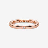 Pandora Rose Logo Stackable Smooth Ring w Clear CZ
