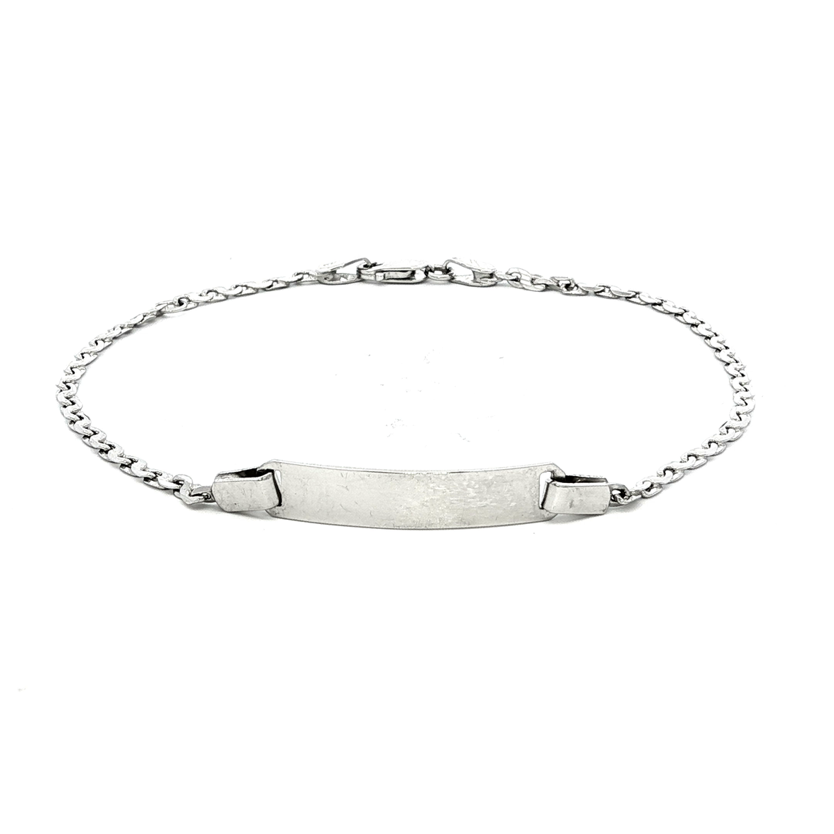 Diamond Cut Curb Bracelet in White Gold