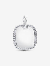 Engravable square sterling silver pendant with clear cubic zirconia